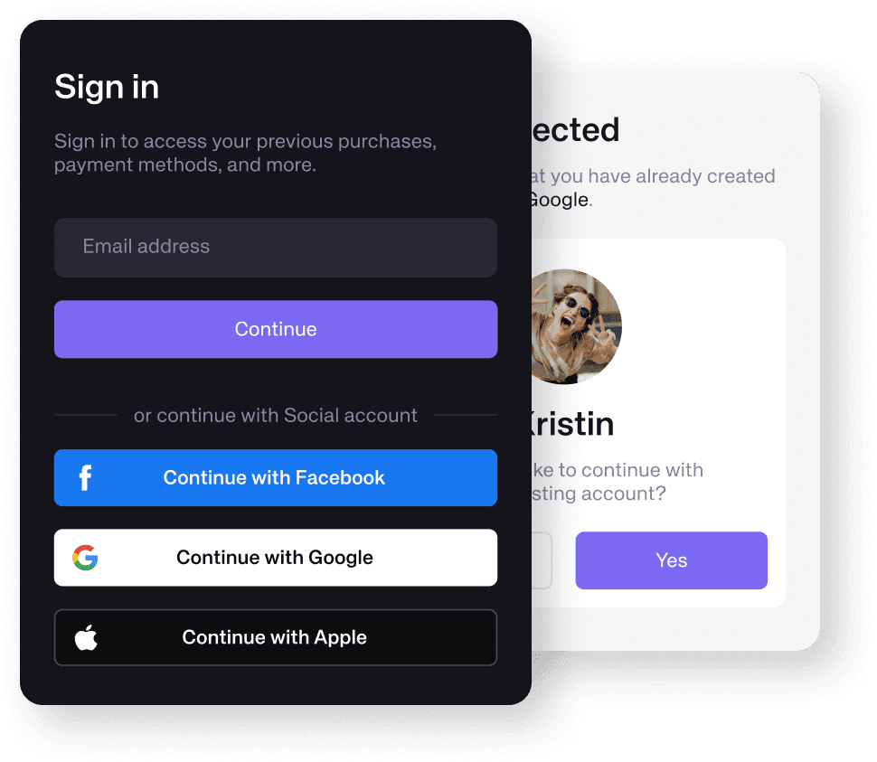 Sesamy passwordless login experience with sign-in options